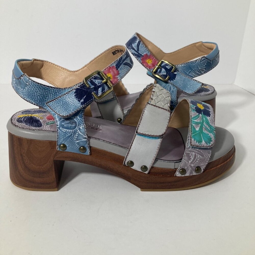 Womens‎ L'Artiste Spring Step Retropel Sandals Gray 3" Heel NWOT 42 US 10/10.5